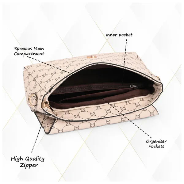 Women's Premium Monogram Sling Bag with Adjustable Strap and Buckle Design Ladies purse Handbag | Stylish Shoulder Bag | Gift for Women