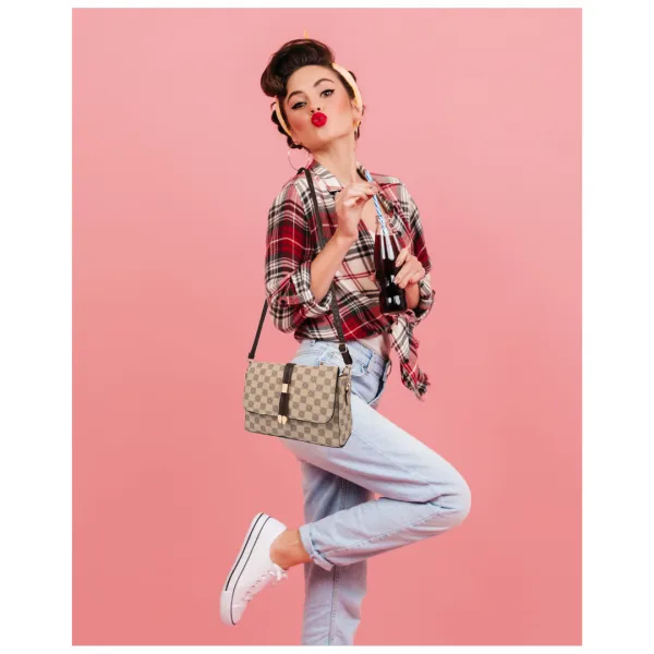 Women's Premium Monogram Sling Bag with Adjustable Strap and Buckle Design Ladies purse Handbag | Stylish Shoulder Bag | Gift for Women