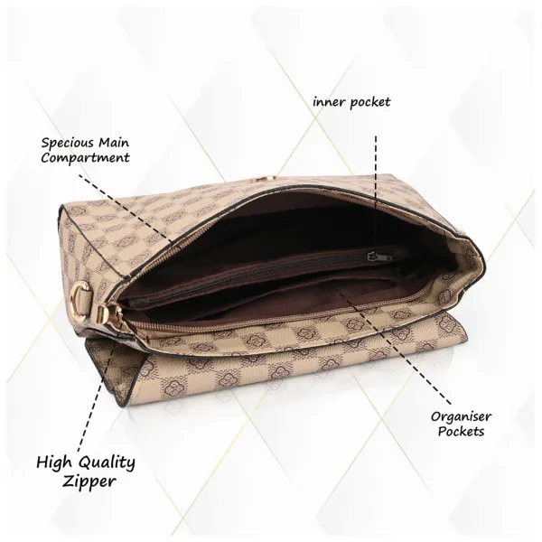 Women's Premium Monogram Sling Bag with Adjustable Strap and Buckle Design Ladies purse Handbag | Stylish Shoulder Bag | Gift for Women