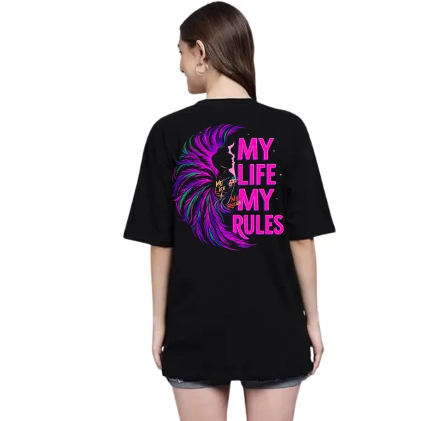 Oversized Tshirt for Women I Short Sleeve Emperor's Empire Design Black Graphic T-Shirt,