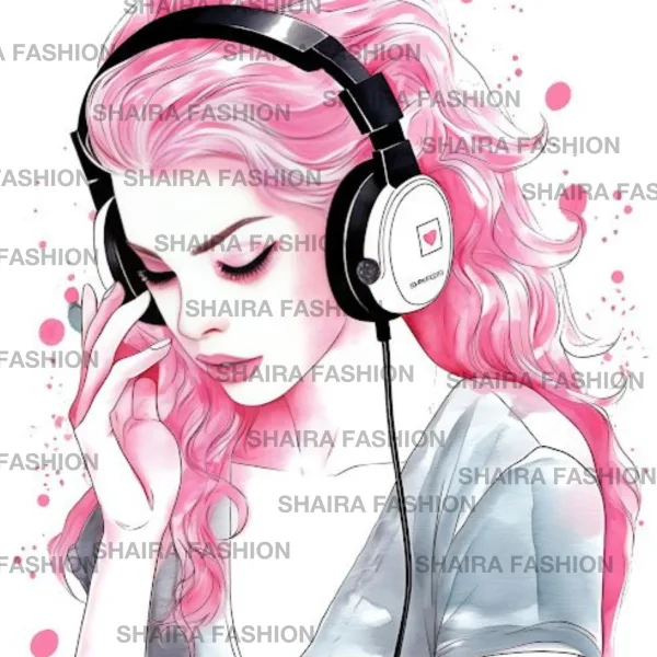 Women White Cotton Artistic Music Headphones Graphic T-Shirt, White Cotton