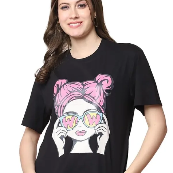 Women Over Size Stylish Graphic Tee for Women – 100% Cotton Printed T-Shirt