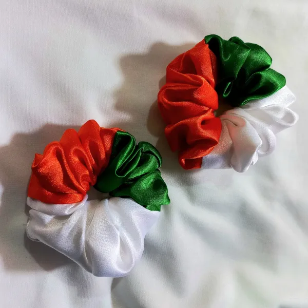 Tricolor Elastic Hair Scrunchies, Set of 2, for Girls, Women, Children Rubber Band  (Multicolor)