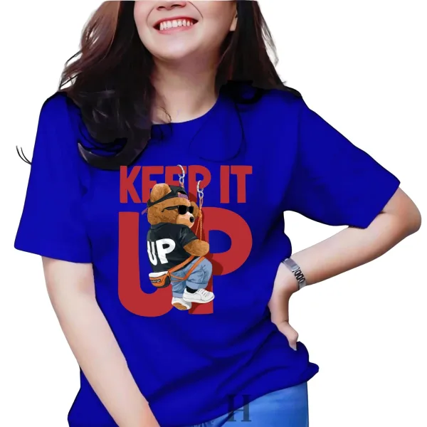 Womens Casual Cotton Round Neck Half Short Sleeve Printed T-Shirt