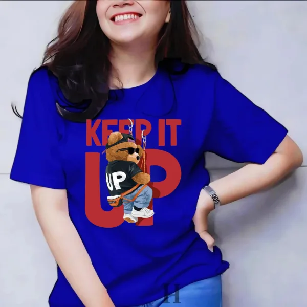 Womens Casual Cotton Round Neck Half Short Sleeve Printed T-Shirt