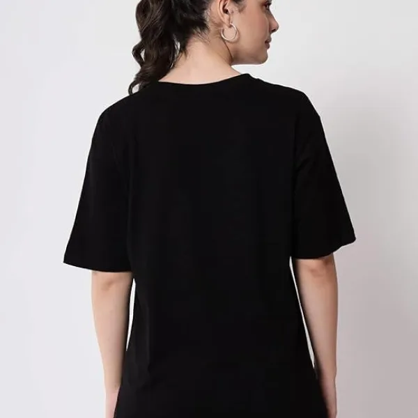 Women Short Sleeve Cotton Blend Oversized Printed Round Neck T-Shirt