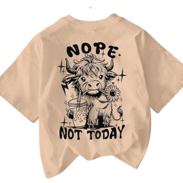 Women Short Sleeve Cotton Blend Oversized Printed Round Neck T-Shirt