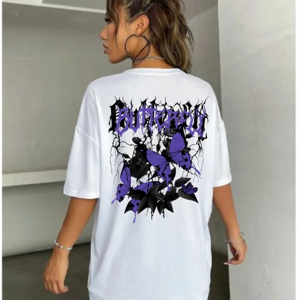 Women Over Size Stylish Graphic Tee for Women – 100% Cotton Printed T-Shirt