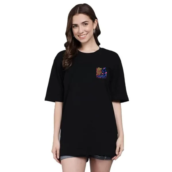 Oversized Tshirt for Women I Short Sleeve Emperor's Empire Design Black Graphic T-Shirt,