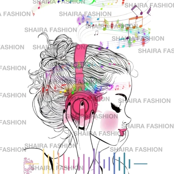 Women White Cotton Artistic Music Headphones Graphic T-Shirt, White Cotton