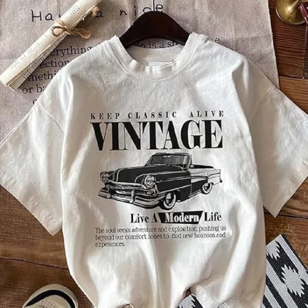 Women Short Sleeve Cotton Blend Oversized Printed Round Neck T-Shirt