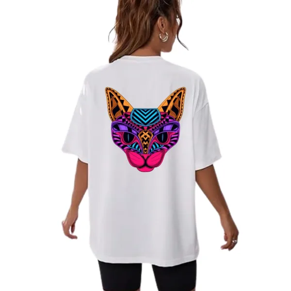 Women's Graphic Printed Cotton Short Sleeve Shirt