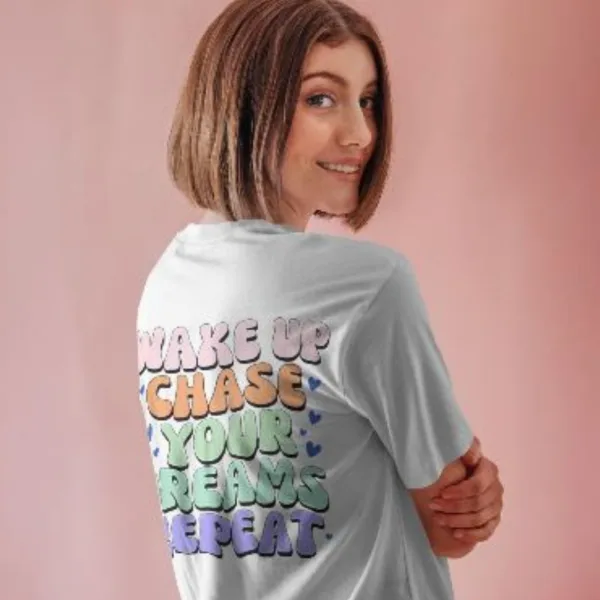 Women's 100% Cotton Oversized Half Sleeve Tshirt for Women-Drop Shoulder Front Printed Round Neck Relaxed Fit T-Shirt