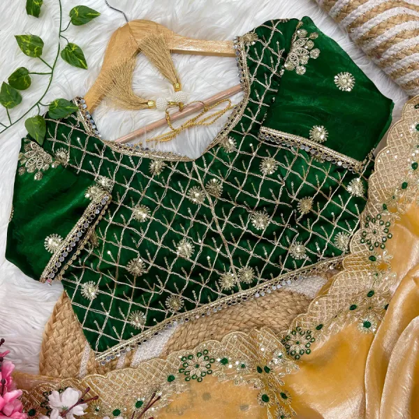 New Satin Silk Yellow Heavy Embroidery Saree for Women