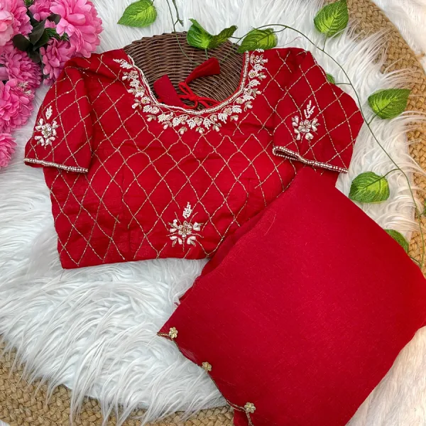 Crunchy Silk Hand Embroidery Saree for Women