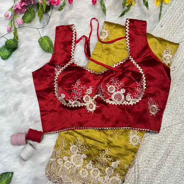 Elegant Yellow Organza Silk Saree for Women