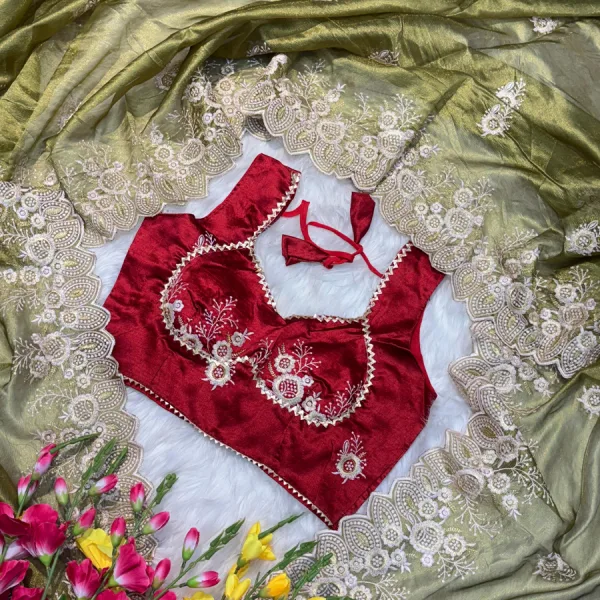 Elegant Green Organza Silk Saree for Women