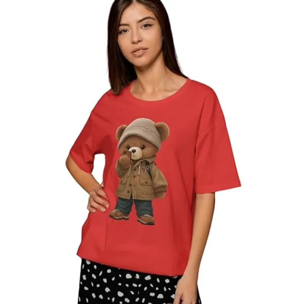 SHAIRA FASHION Women’s Oversize Cotton Tees I Printed Cotton T-Shirts I 100% Cotton Printed Tees