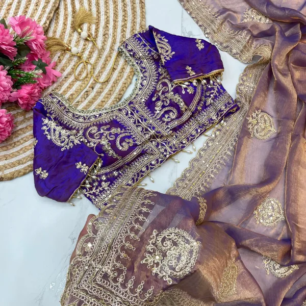 Blue Ton-to-Ton Chiffon Silk Saree Heavy Embroidery for Women