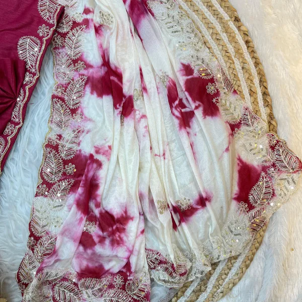 Digital Printed White Chiffon Silk Saree for Women