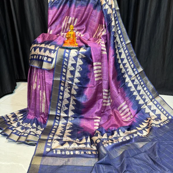 Viscose Modal Silk Saree Latest Designer Blouse Piece Blue