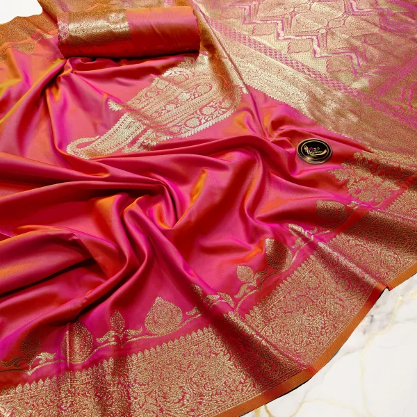 Dual Tone Katan Silk Saree Soft Buttery Silk Elegant Finish