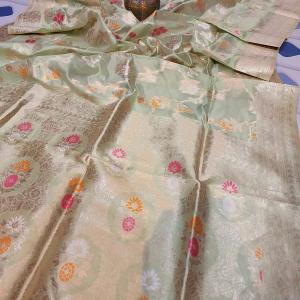 Elegant Meenakari Organza Silk Saree Lightweight Party Outfit