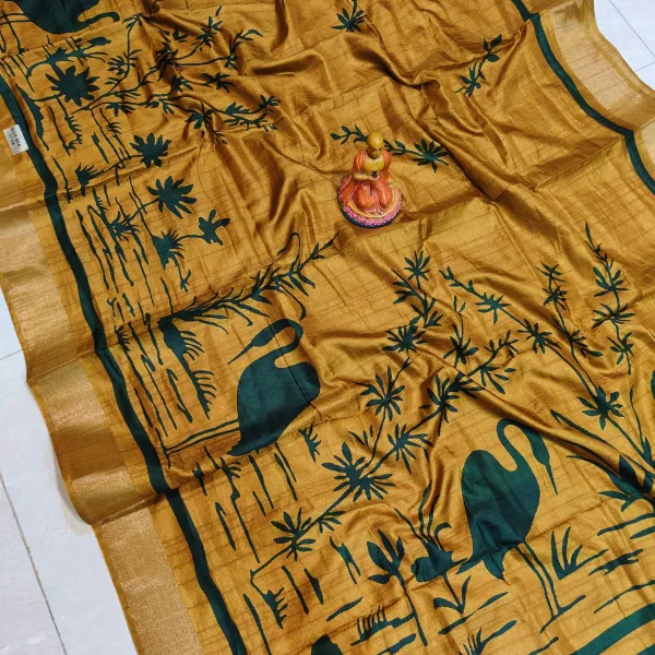 Matka Slub Silk Saree Exclusive Soft Premium Quality Yellow