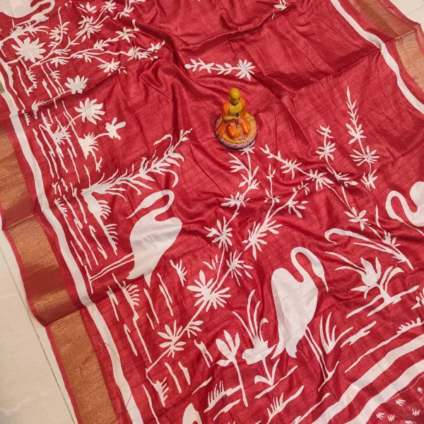 Exclusive Matka Slub Silk Saree Soft Premium Quality Wear Red