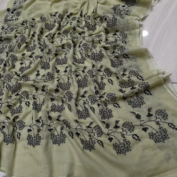 Exclusive Premium Mul Cotton Saree with Detailed Embroidery