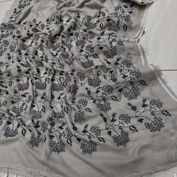Premium Mul Cotton Saree with Designer Embroidery Work