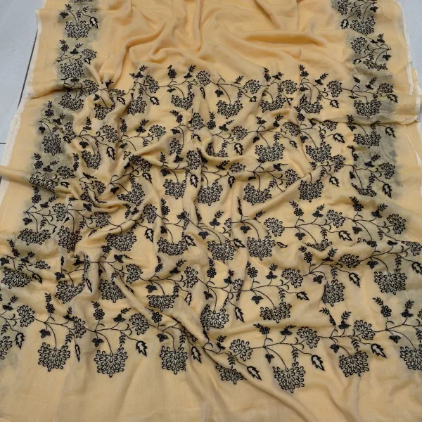 Mul Cotton Saree Premium Design with Detailed Embroidery