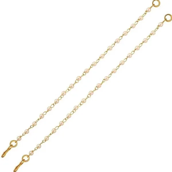 Gold Plated Ear Chain PEARL MOTI Traditional White pearl Kaan Chain