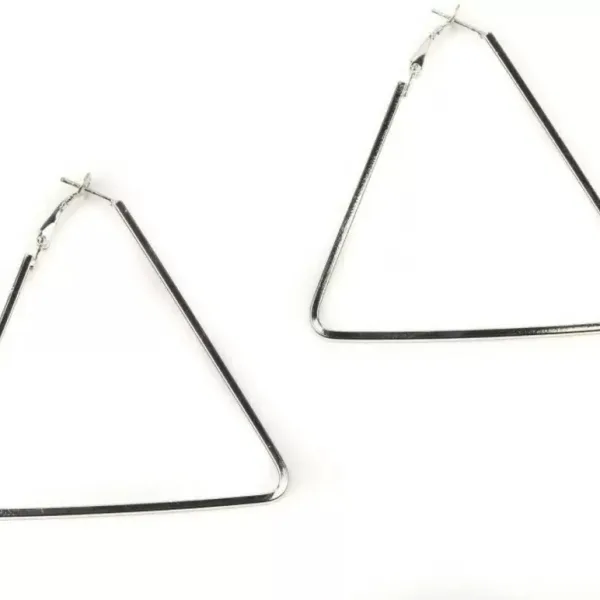 Silver TRINGLE SHAPED Hoop Earrings Alloy Earring for Girls & Women Pack1 Pair