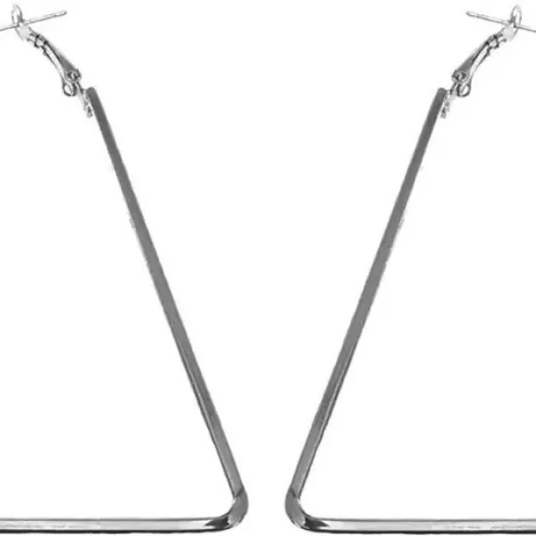 Silver TRINGLE SHAPED Hoop Earrings Alloy Earring for Girls & Women Pack1 Pair