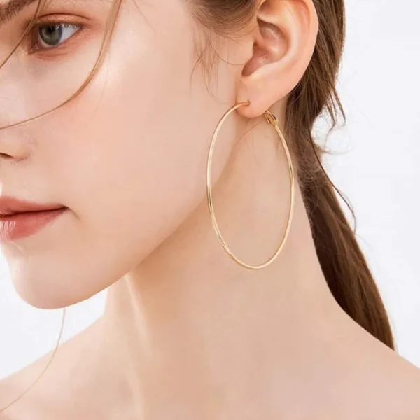 GOLDEN Gol Hoop Earrings Big Size Alloy Earring for Girls & Women Pack1 Pair