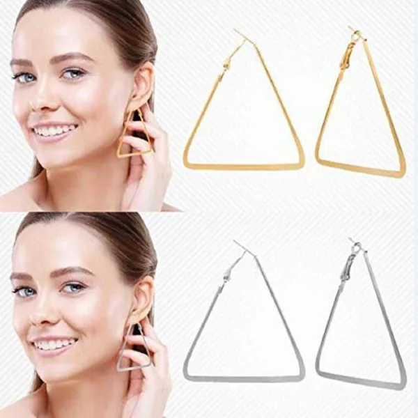 Golden & Silver Triangle Shape Fancy Metallic Hoops