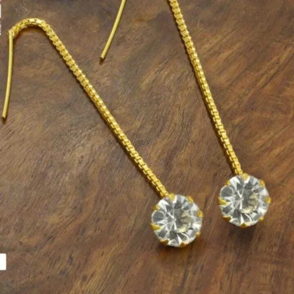 Fashion Hanging WHITE NUG Sui Dhaga Earring for Women and Girls PACK OF 2