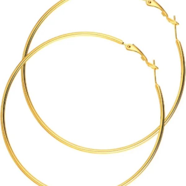 GOLDEN Gol Hoop Earrings Big Size Alloy Earring for Girls & Women Pack1 Pair