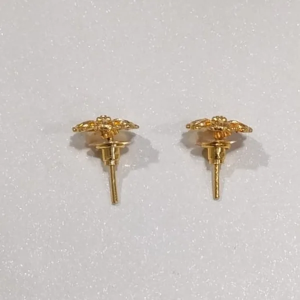 1gm Gold And Micron Plated Round South Screw Back Brass Stud Earring 1 PAIR