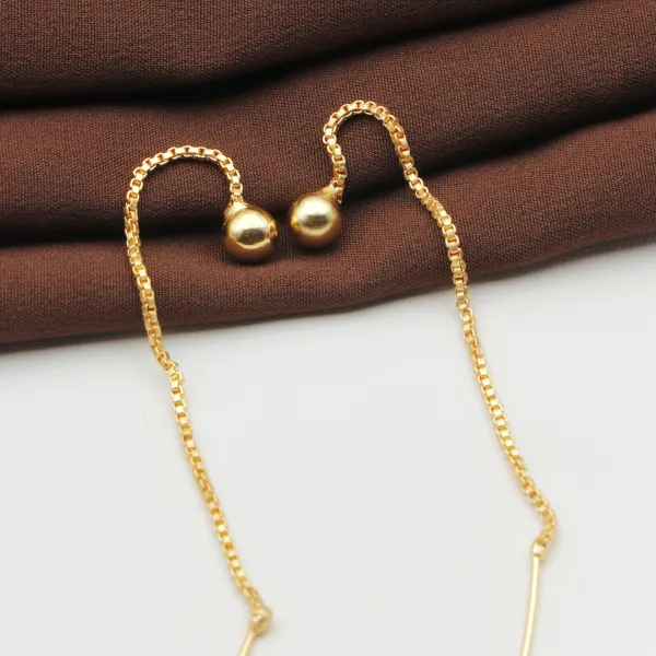 Sui dhaga earring Single Diamond Gold Plated Long Droplets Earrings for Women