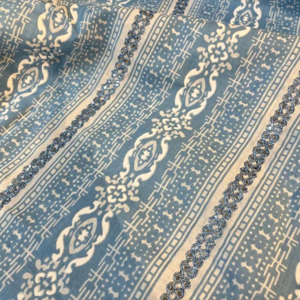 Pastel Blue Striped Cotton Short Kurti for Women