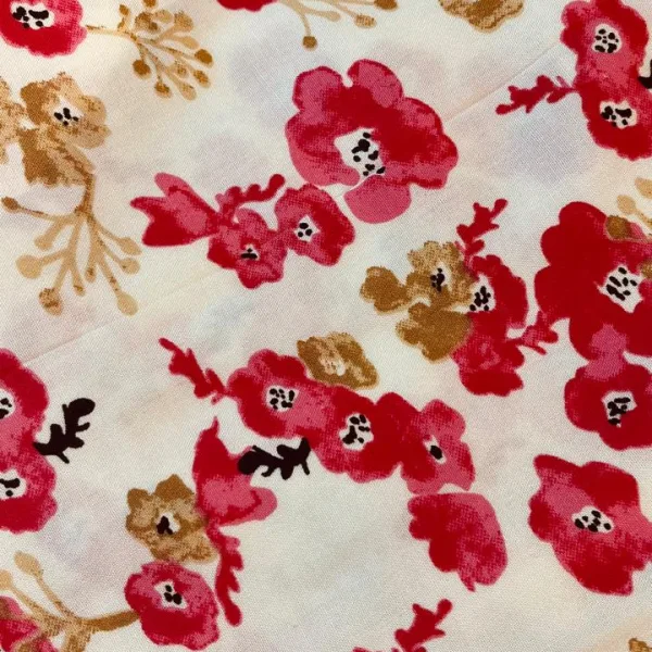 Floral Printed Cotton Short Kurti Cream Color for Women