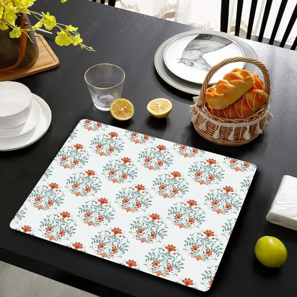 Handmade Wooden MDF Place mats Design Premium Printed of 4 Piece Dining Tablemat, Heat/Water Resistant Rectangular Placemats Size. 38 X 28 Centimeters