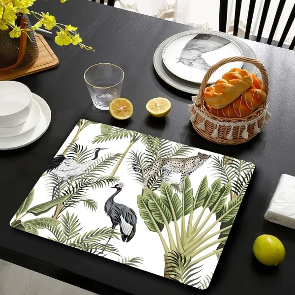 Handmade Wooden MDF Place mats Design Premium Printed of 4 Piece Dining Tablemat, Heat/Water Resistant Rectangular Placemats Size. 38 X 28 Centimeters