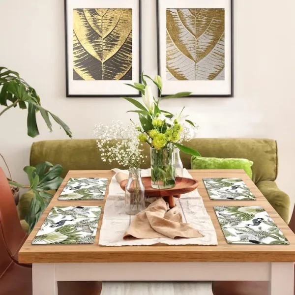 Handmade Wooden MDF Place mats Design Premium Printed of 4 Piece Dining Tablemat, Heat/Water Resistant Rectangular Placemats Size. 38 X 28 Centimeters