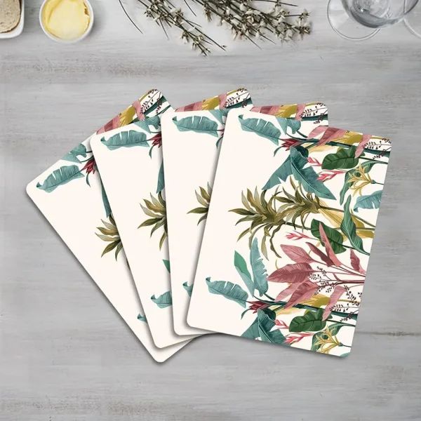 Handmade Wooden MDF Place mats Design Premium Printed of 4 Piece Dining Tablemat, Heat/Water Resistant Rectangular Placemats Size. 38 X 28 Centimeters
