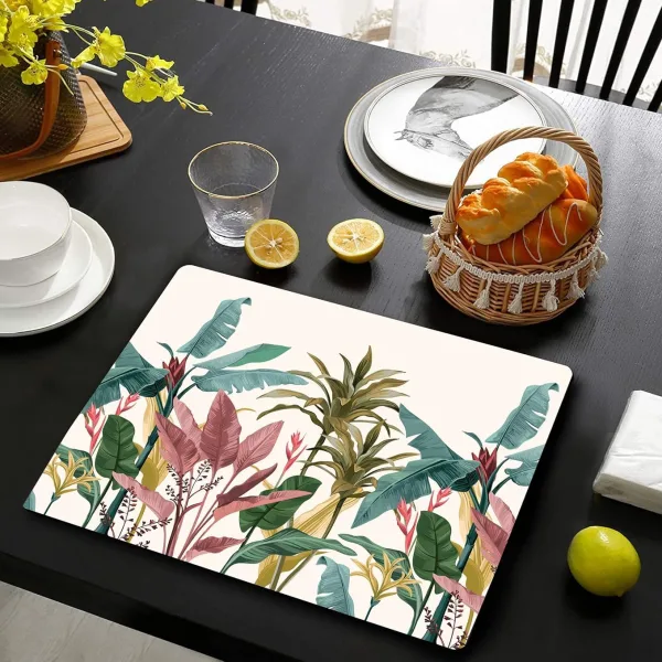 Handmade Wooden MDF Place mats Design Premium Printed of 4 Piece Dining Tablemat, Heat/Water Resistant Rectangular Placemats Size. 38 X 28 Centimeters