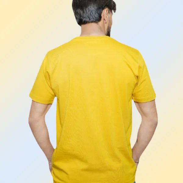 Premium Mustard Yellow Round Neck Pure Cotton Half Sleeves Regular Fit Solid T-Shirt for Men | Relaxed Fit Casual Wear | Chest Logo Print | Branded Box Packaging