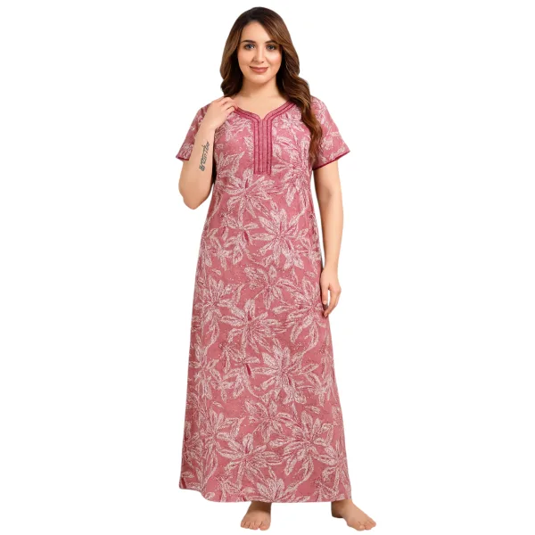 Women Alpine Nighty Simple Design Breathable Nightwear